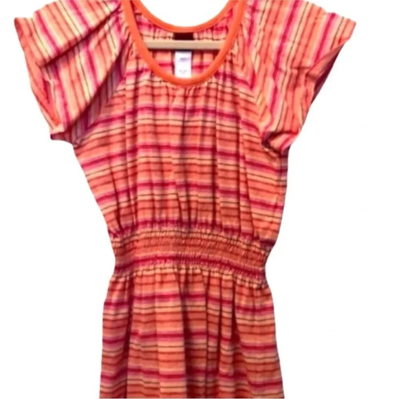TEA COLLECTION EUC GIRLS ORANGE DRESS TOP FALL DRESSES CASUAL STRIPES SIZE 7 - Picture 1 of 2